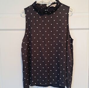 LOFT Black and White Polka Dot Tank Top